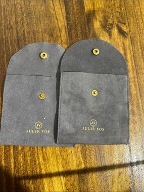 Julie Vos Gray Suede Jewelry Pouches with Gold Logo